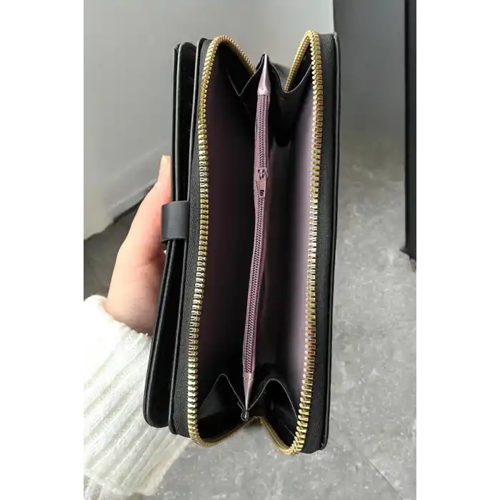 Siyah Renk Deri Kadın Cüzdan