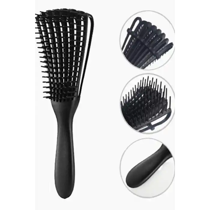 Siyah Renk Dolaşık Açıcı Masaj Etkili Elektriklenmeyi Önleyen Saç Fırçası/ Tarak