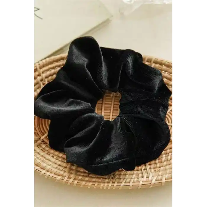 Siyah Renk Kadife Simit Toka