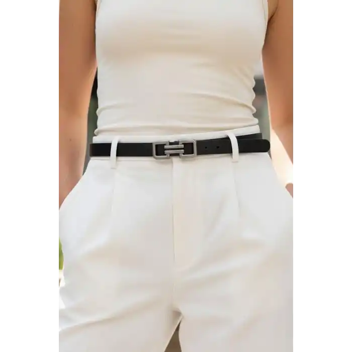 Siyah Renk Kadın Deri Kemer