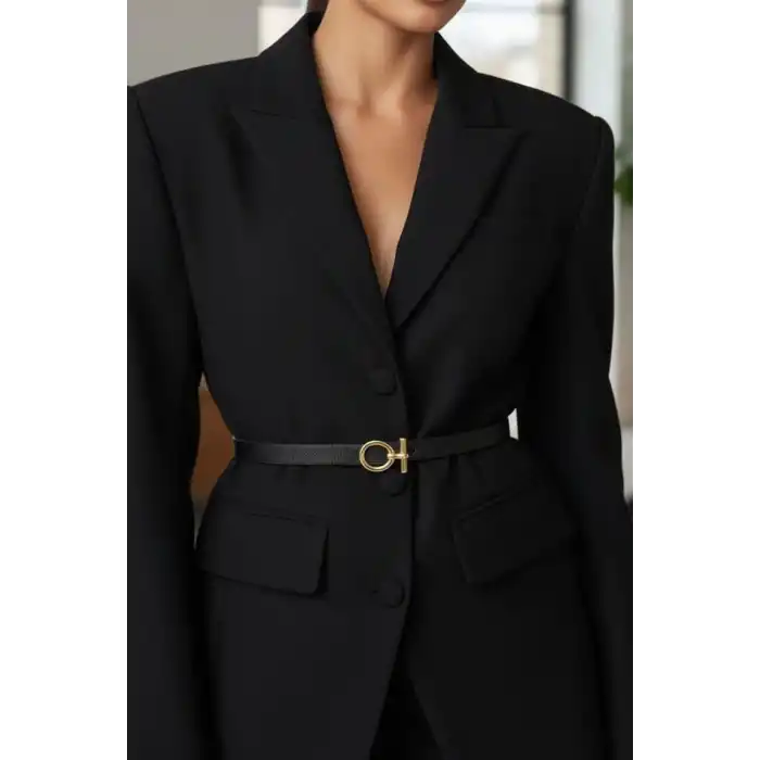 Siyah Renk Kadın Deri Kemer