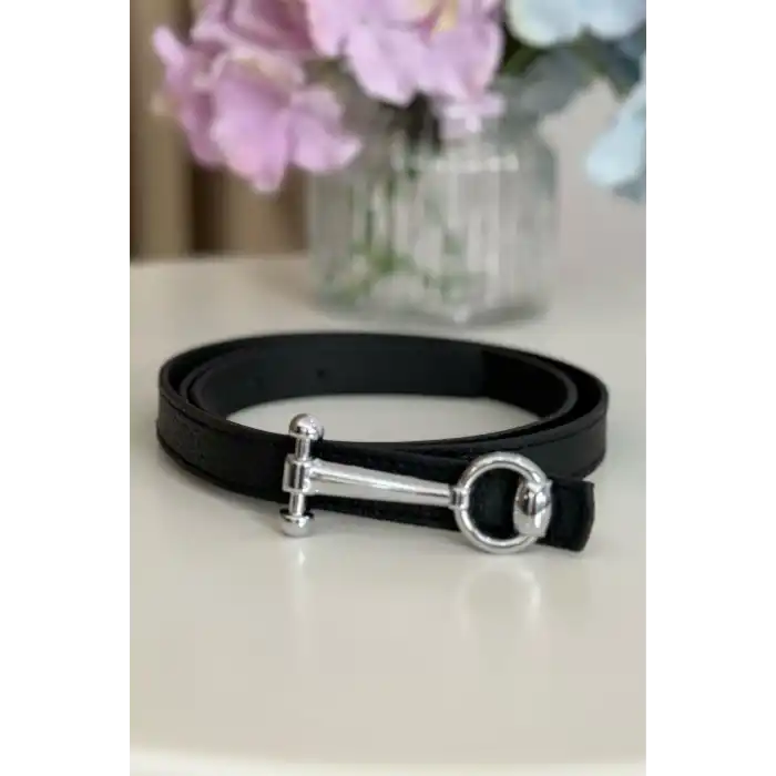 Siyah Renk Kadın Deri Kemer