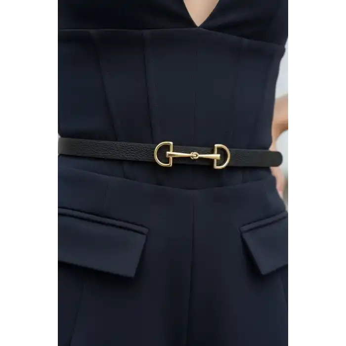 Siyah Renk Kadın Deri Kemer