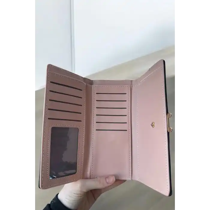 Siyah Renk Kalp Detaylı Kadın Cüzdan