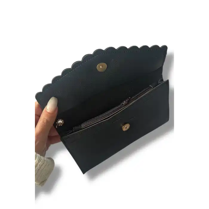 Siyah Renk Kedi Figürlü Deri Kadın Cüzdan