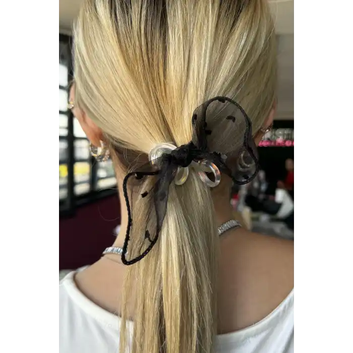 Siyah Renk Kurdele Figürlü Helezon Toka