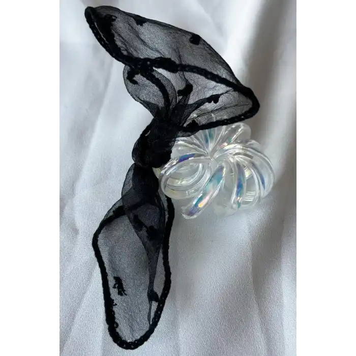 Siyah Renk Kurdele Figürlü Helezon Toka