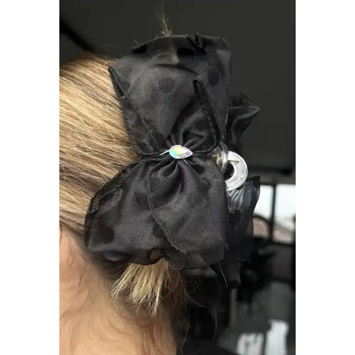 Siyah Renk Kurdele Figürlü Mandal Toka