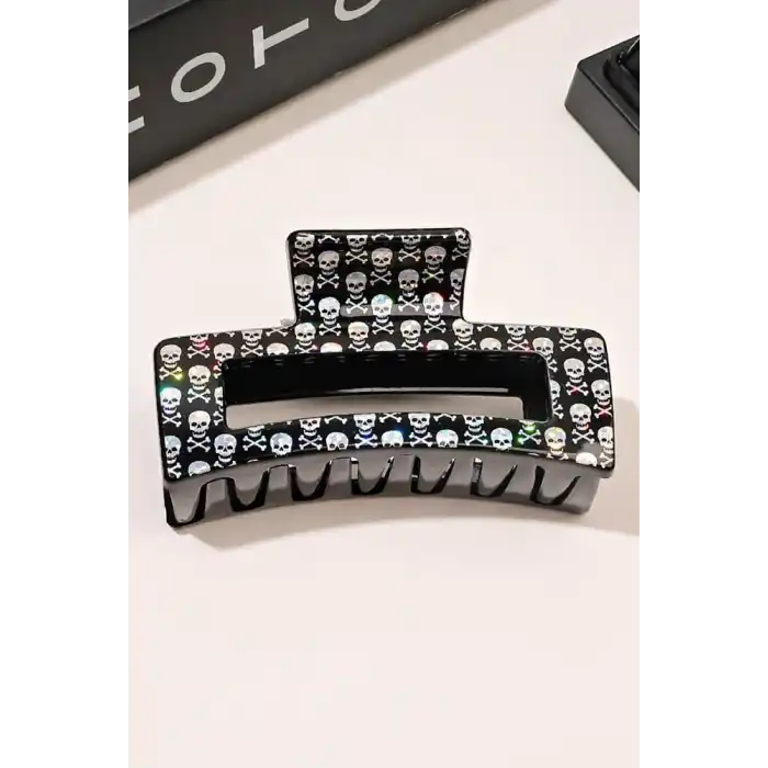 Siyah Renk Kurukafa Figürlü Mandal Toka