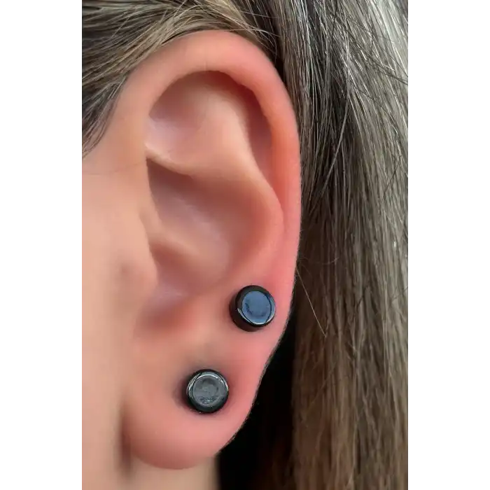 Siyah Renk Mıknatıslı Küpe (Çift)