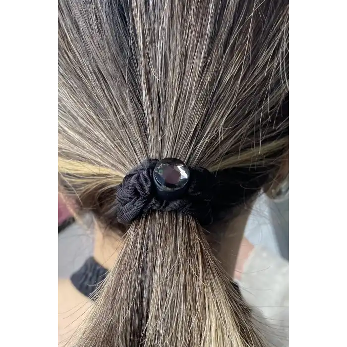 Siyah Renk Taş Detaylı Simit Toka