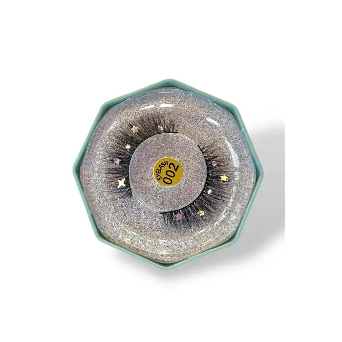 Siyah Renk Taş Detaylı Takma Kirpik 002