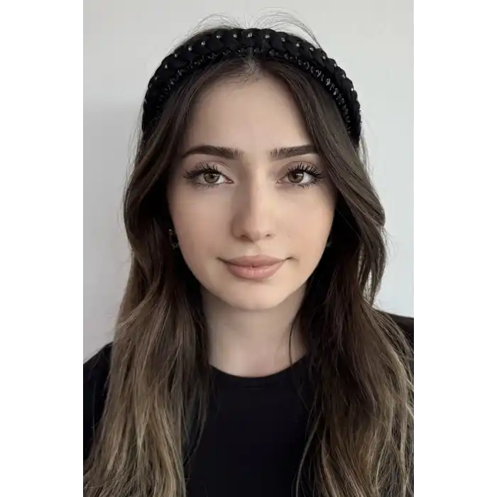 Siyah Renk Taş Detaylı Tarak Taç