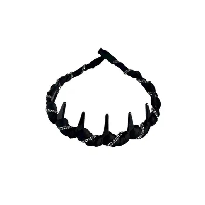 Siyah Renk Taş Detaylı Taraklı Taç