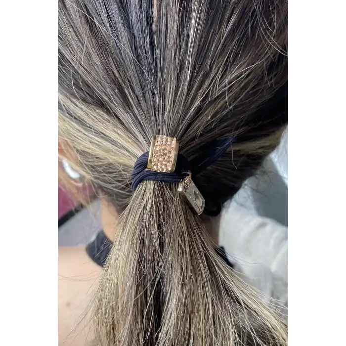 Siyah Renk Taşlı Lastik Toka