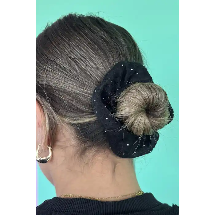 Siyah Renk Taşlı Simit Toka