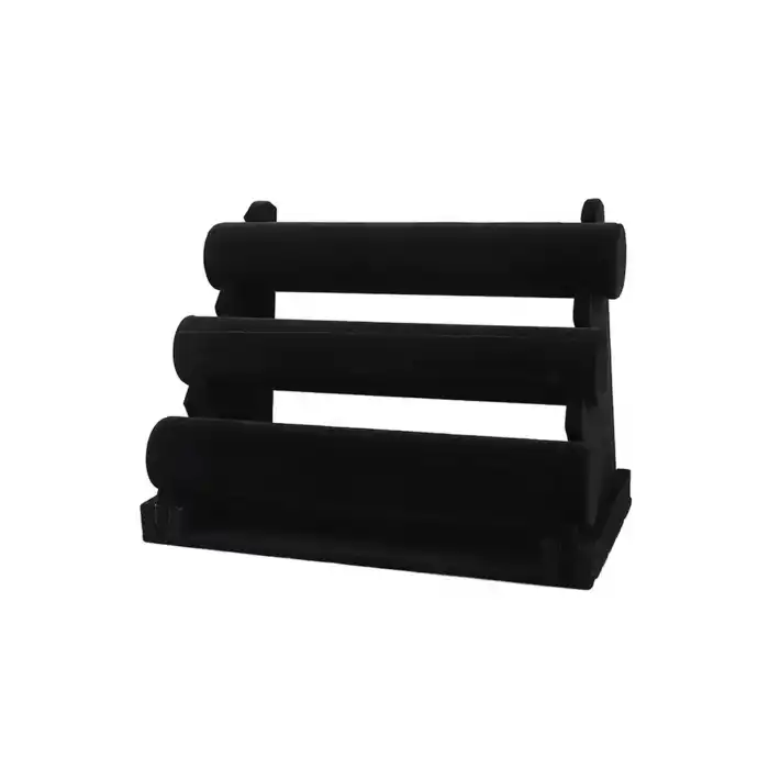 Siyah Renk Üç Katlı Süet Saat/Bileklik Takı Standı