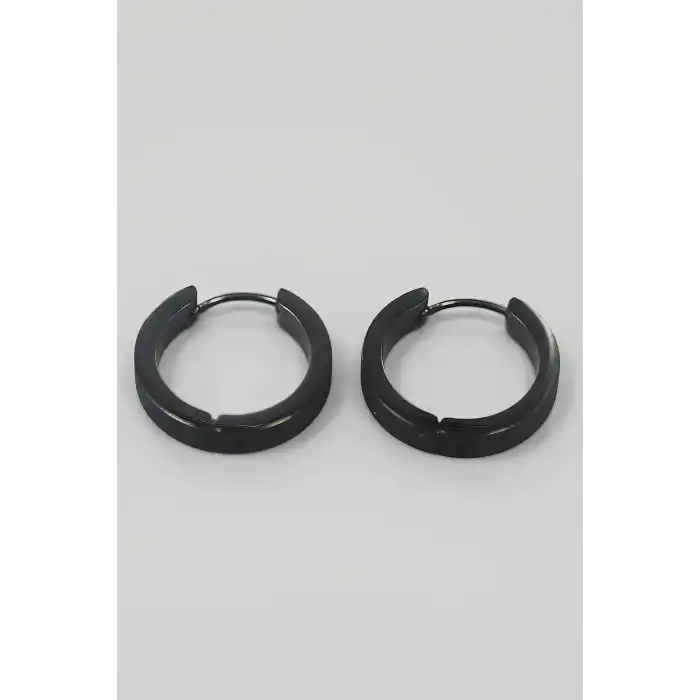 Siyah Renk Unisex Halka Küpe (Çift)