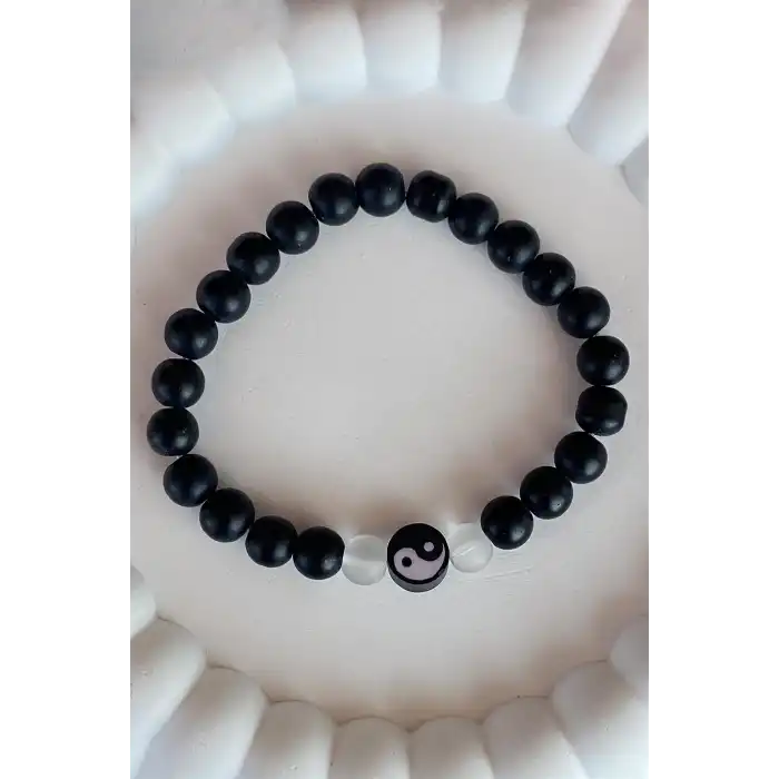 Siyah Renk Yin&Yang Figürlü Erkek Bileklik