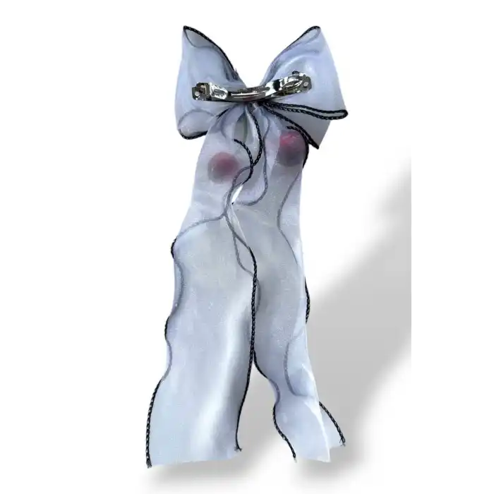 Siyah Ve Beyaz Renk Kiraz Figürlü Otomat Toka