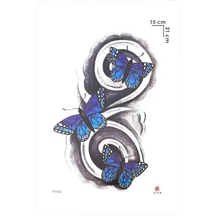 Sonsuzluk Modelli Kelebek Geçici Dövme Tattoo