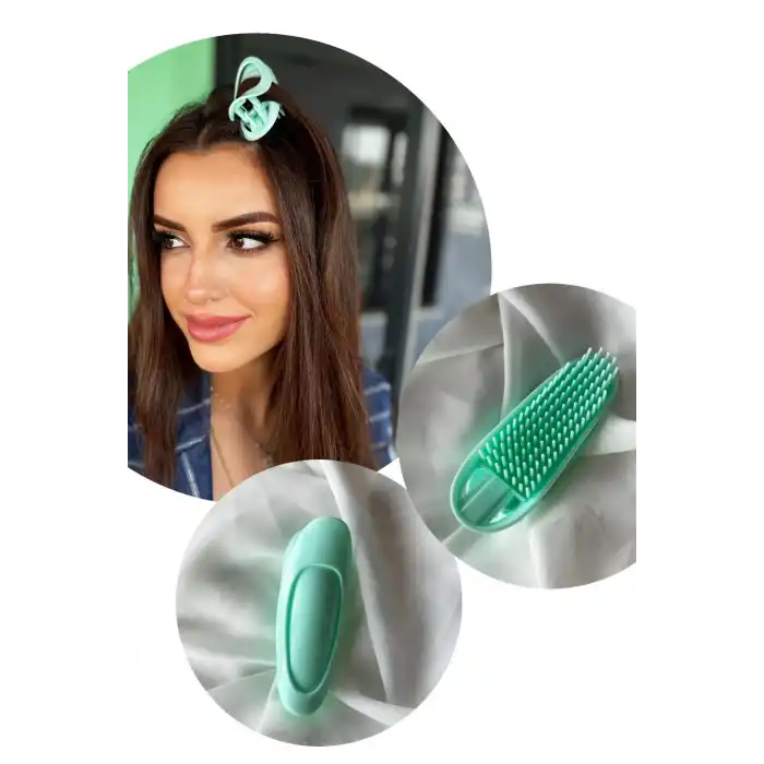 Su Yeşil Renk Tarak Detaylı Saç Kabartma Tokası (Tek)