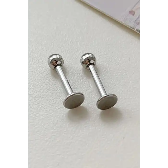 Top Detaylı Gümüş Renk Piercing