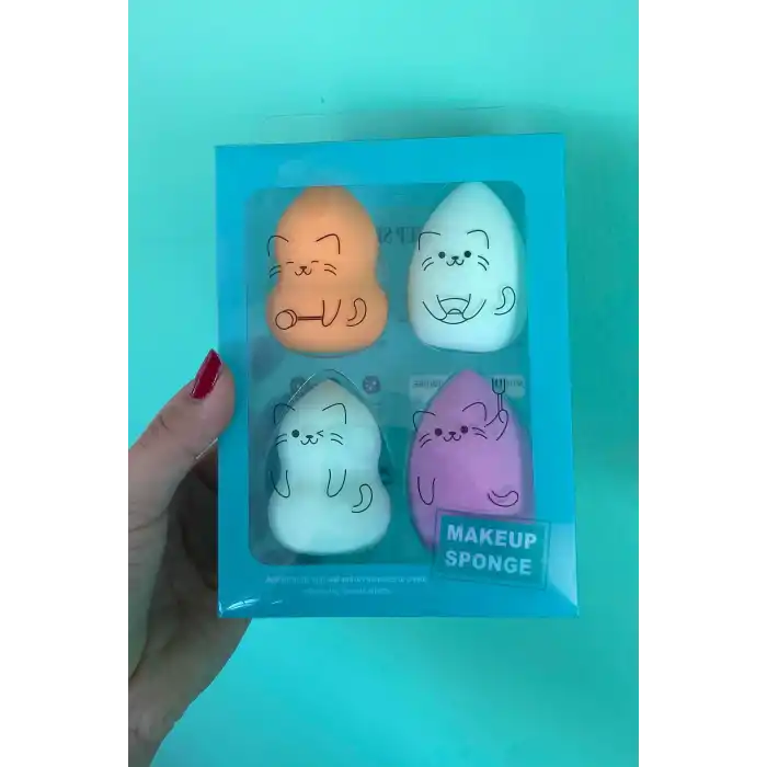 Turkuaz Renk 4´lü Makyaj Süngeri