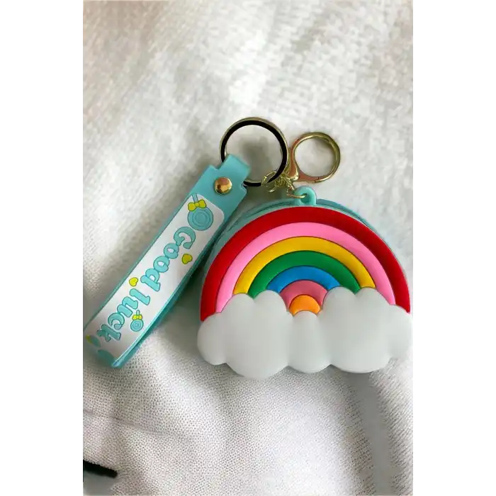 Turkuaz Renk Gökkuşağı Figürlü Cüzdan/ Anahtarlık