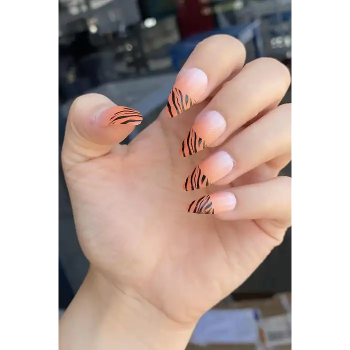 Turuncu Renk 12li Takma Tırnak (Yapıştırıcılı)