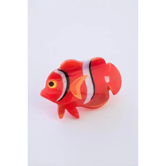 Turuncu Renk Balık Figürlü Kemik Mandal Toka