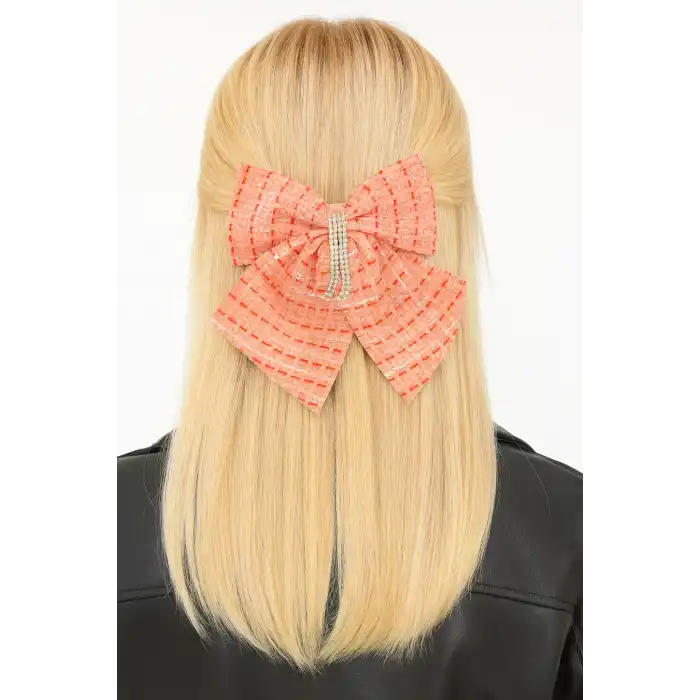 Turuncu Renk Kurdele Figürlü Taş Detaylı Otomat Toka