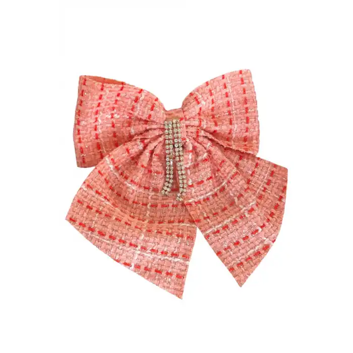 Turuncu Renk Kurdele Figürlü Taş Detaylı Otomat Toka