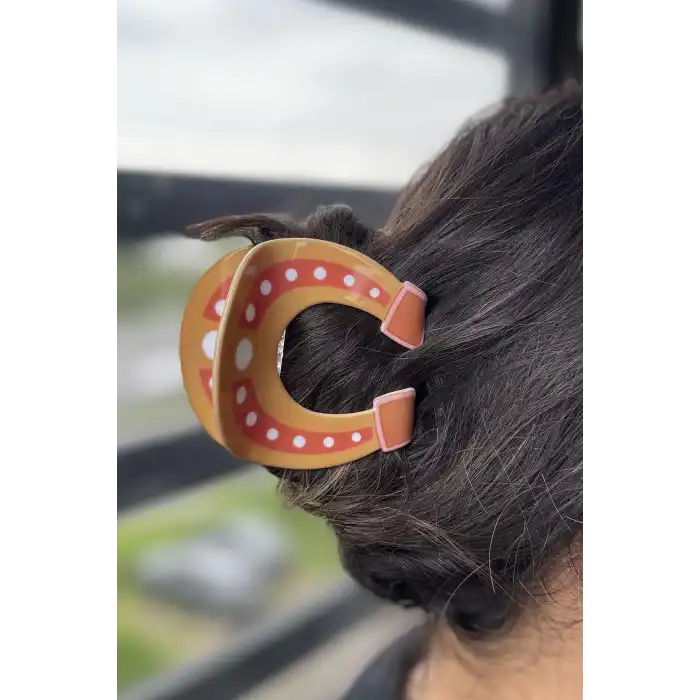 Turuncu Renk Nal Figürlü Kemik Mandal Toka