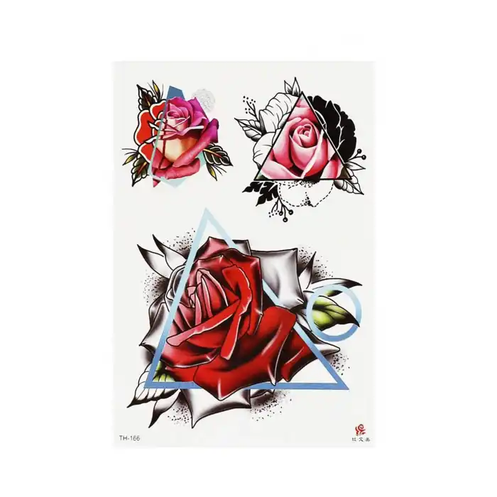 Üçgen Gül Geçici Dövme Tattoo