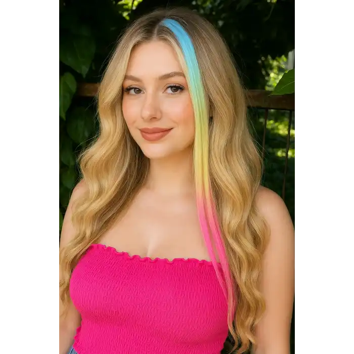 Yan Çıt Çıt Postiş / 3 Renk Ombre / 50 Cm