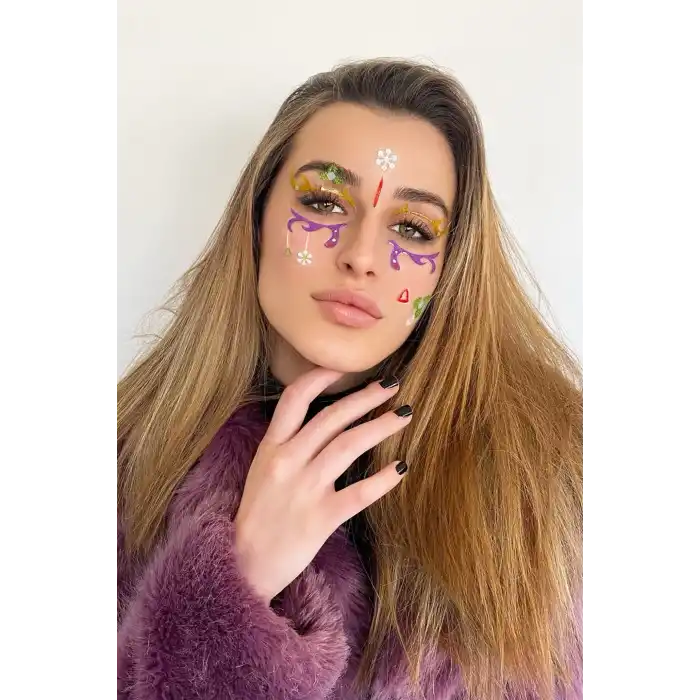 Yapışkanlı Yüz Stickeri  Dövme Tattoo
