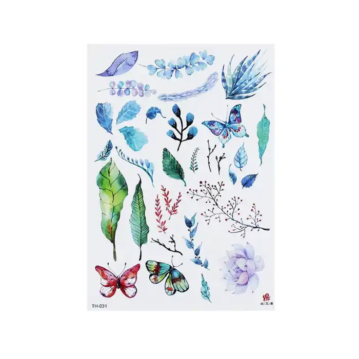 Yaprak Kelebek Karışık Geçici Dövme Tattoo