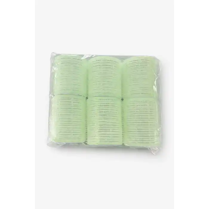 Yeşil Renk 6 Adet Bigudi Cırtlı/ Yapışkanlı Saç Bigudisi /Orta Boy