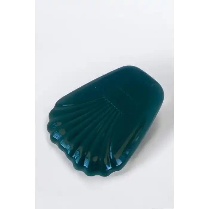 Yeşil Renk Deniz Kabuğu Figürlü Makyaj Fırçası/ Ayna Set