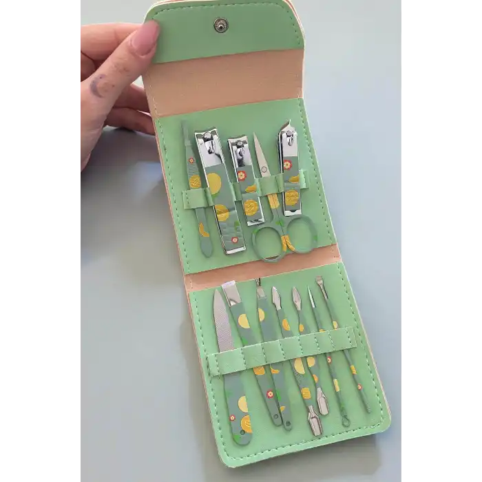 Yeşil Renk Kavun Figürlü 12li Manikür Pedikür Seti