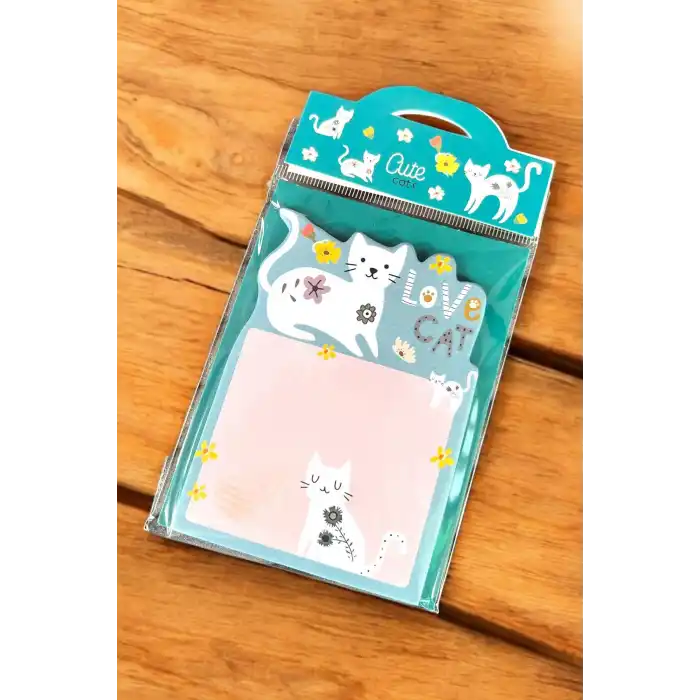 Yeşil Renk Kedi Figürlü Yapışkanlı Not Kağıdı
