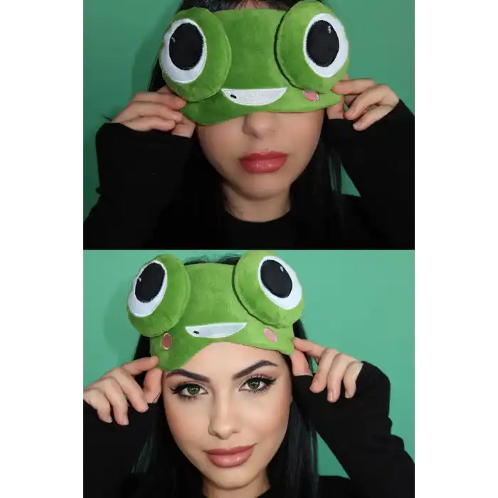 Yeşil Renk Kurbağa Figürlü Uyku Bandı