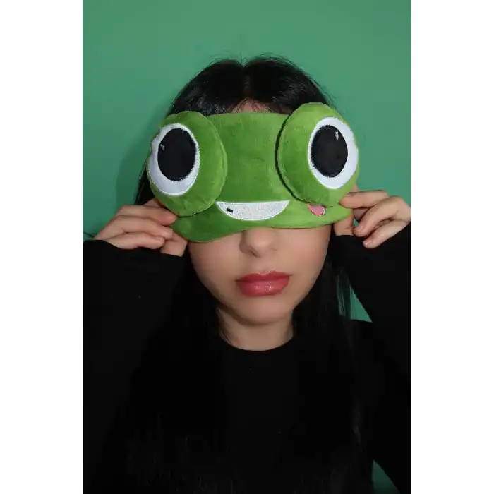 Yeşil Renk Kurbağa Figürlü Uyku Bandı