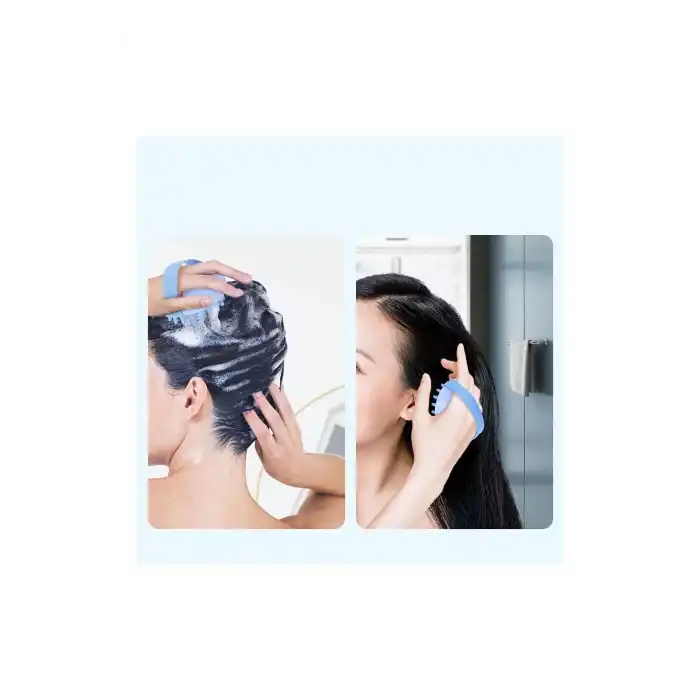 Yeşil Renk Silikon Dişli Saç Derisi Masaj Fırçası