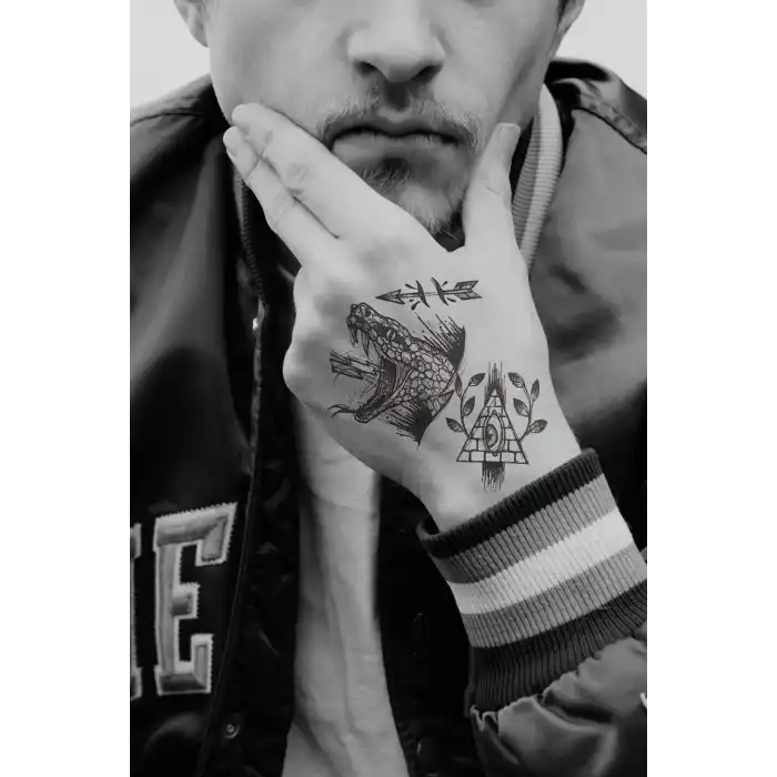 Yılan Üçgen Ok Geçici Dövme Tattoo