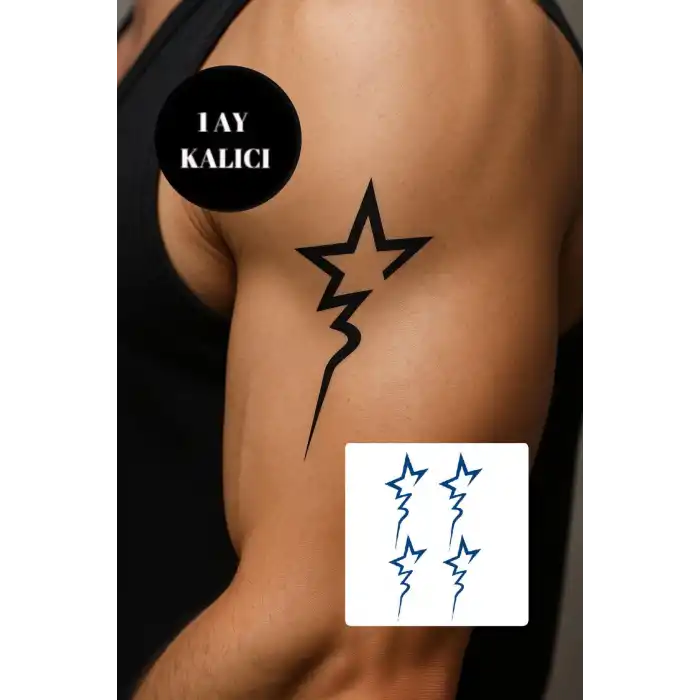 Yıldız Figürlü 12 Saat Sonra Kararan Geçici Mini Dövme Tattoo