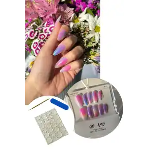 10lu Karışık Renk Takma Tırnak Set (Yapıştırıcılı)