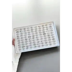 100lü Gümüş Renk Karışık Figürlü Ayarlanabilir Yüzük Set