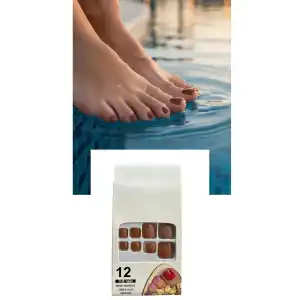 12li Kahve Renk Takma Tırnak Set (Yapıştırıcılı)